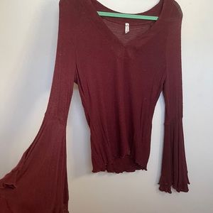 Free People Bell Sleeve Tulip Edge Shirt